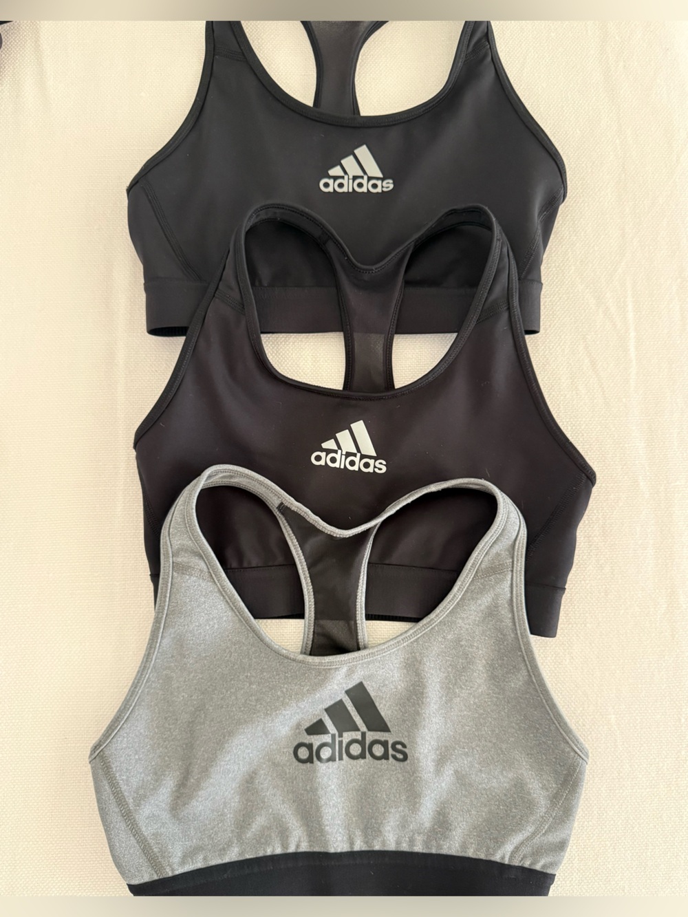 3 adidas Black and Gray Racerback Sports Bras